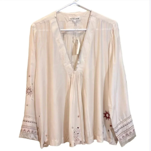 Johnny Was Calme embroidery cream Swing top size medium - Picture 1 of 12